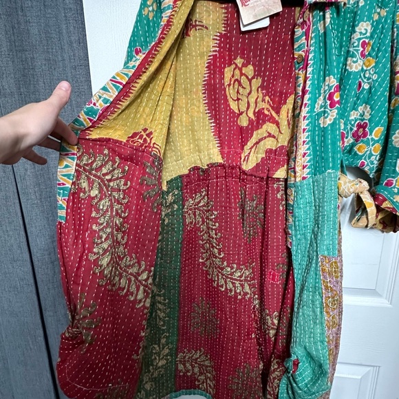 Colorful Floral Patchwork kantha Upcycled Jacket - Picture 2 of 14